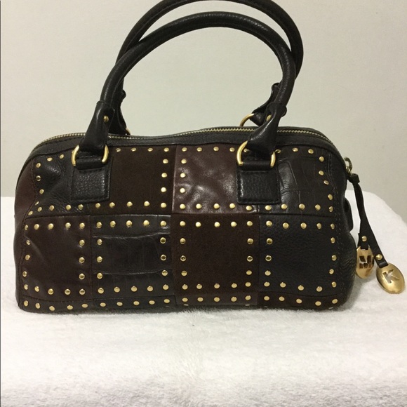 Michael Kors gold studded satchel purse - Picture 2 of 10
